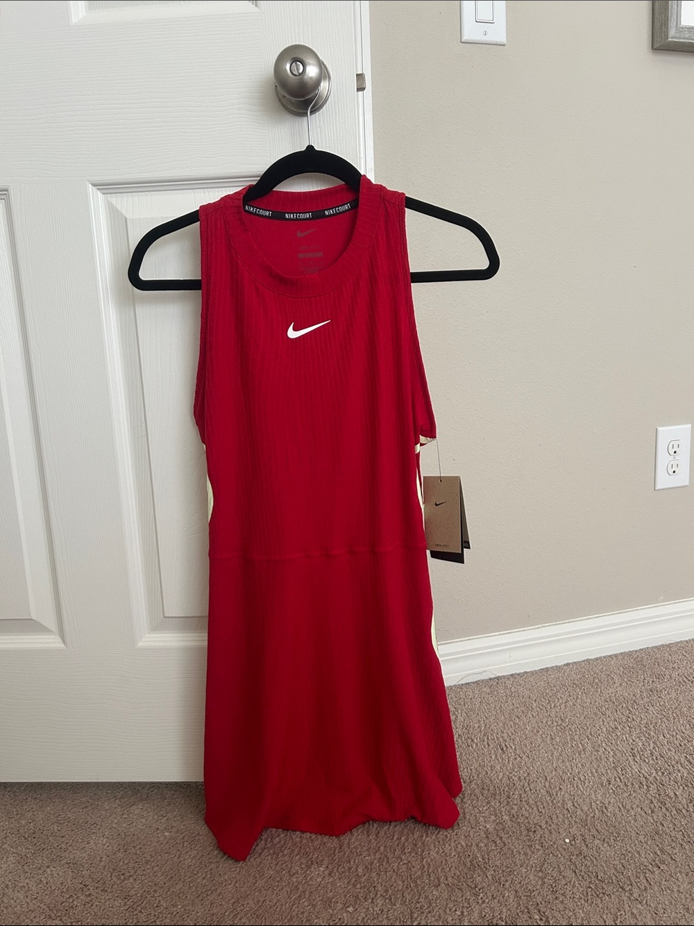 NWT Nike Red Sleeveless Mini Dress with White Swoosh
